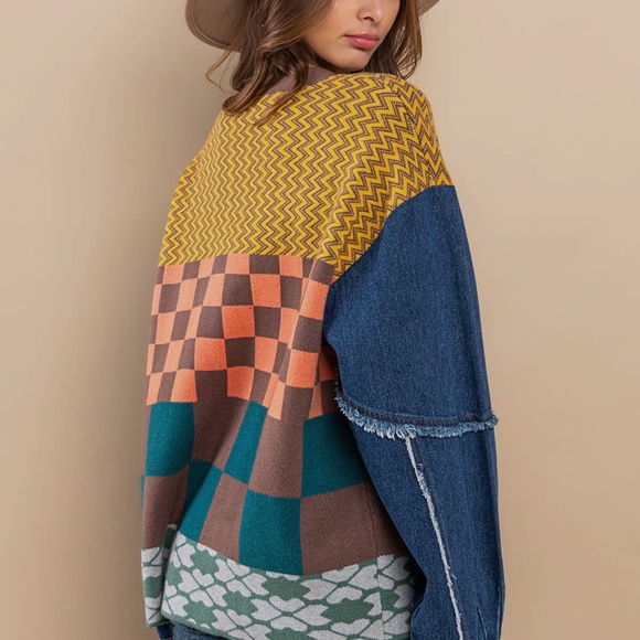 Laguna Multi Print + Denim Sleeve Cardigan - Picture 6 of 10